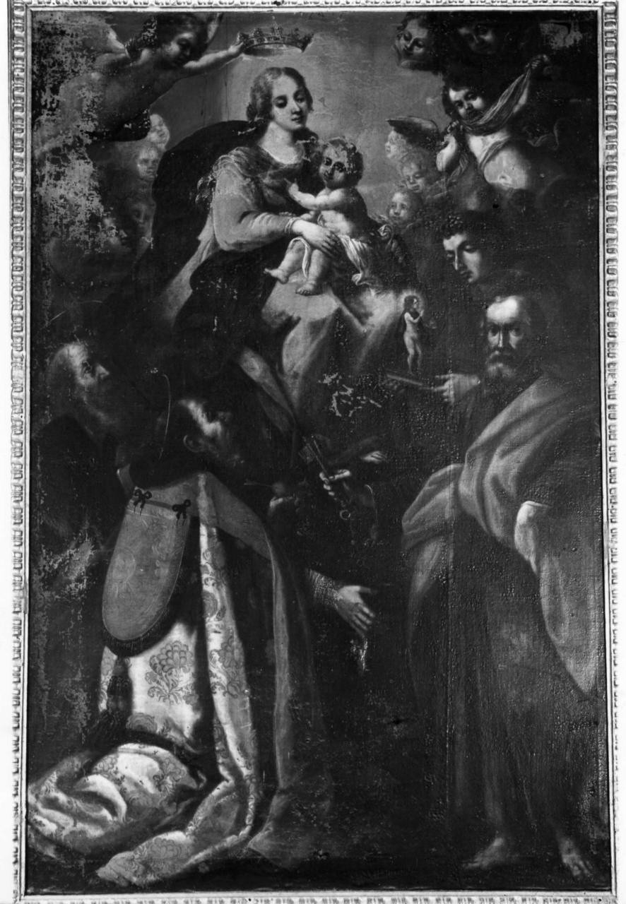 Madonna con Bambino e angeli tra San Iacopo, San Martino, San Pietro e Sant'Antonio da Padova (dipinto) - ambito toscano (sec. XVII)