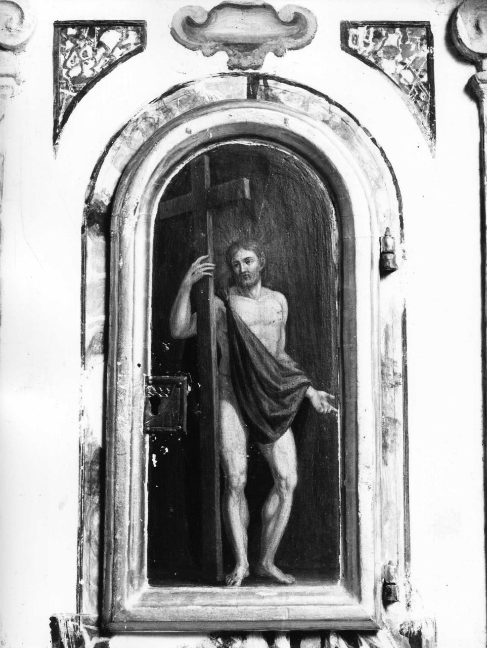 Cristo risorto (tabernacolo - a frontale architettonico) - bottega toscana (sec. XIX)