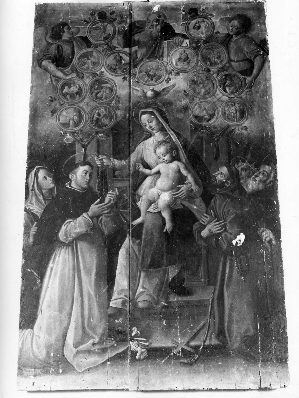 Madonna del Rosario e Santi (dipinto) di Mascagni Leonardo (sec. XVI)