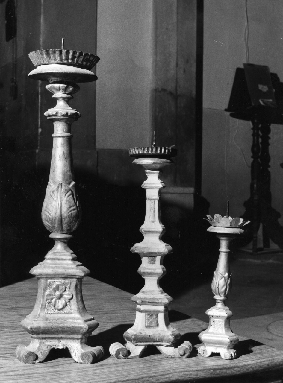 candeliere da chiesa, serie - bottega toscana (metà sec. XVIII)