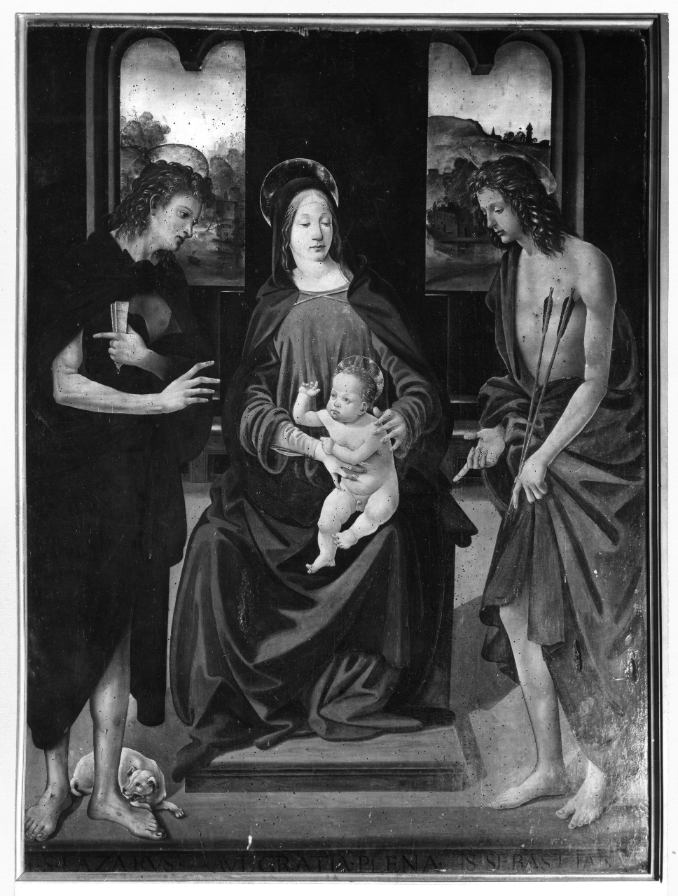 Madonna con Bambino tra San Sebastiano e San Lazzaro (dipinto) di Piero di Cosimo (sec. XV)