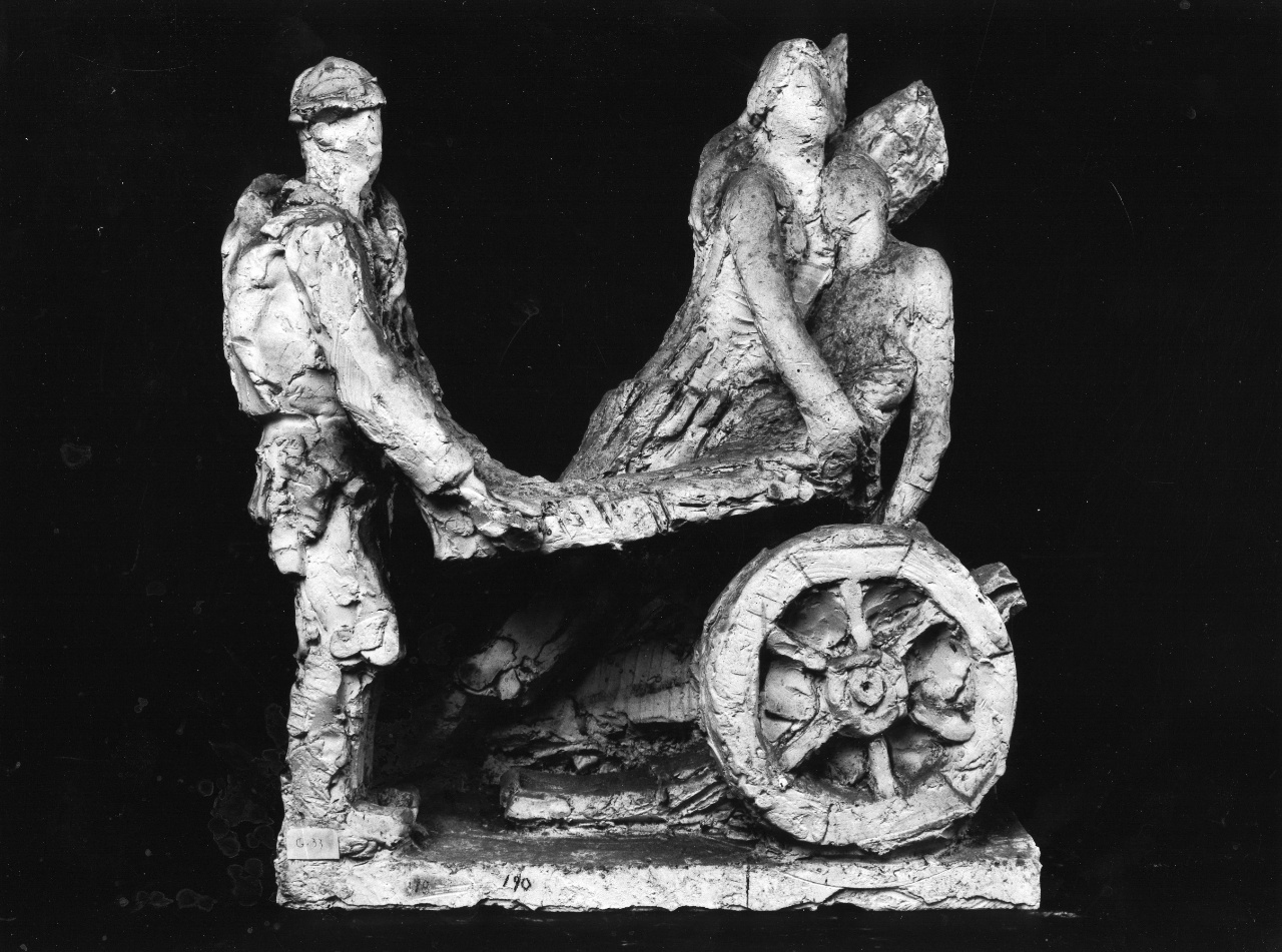 Soldato, Vittoria alata e combattente ferito, figure allegoriche (statuetta) di Andreotti Libero (sec. XX)