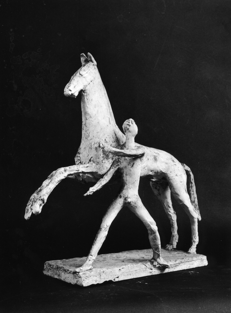 cavaliere e cavallo, figure allegoriche (statuetta) di Andreotti Libero (sec. XX)