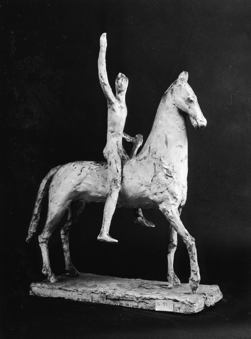 Eroe a cavallo, figure allegoriche (statuetta) di Andreotti Libero (sec. XX)