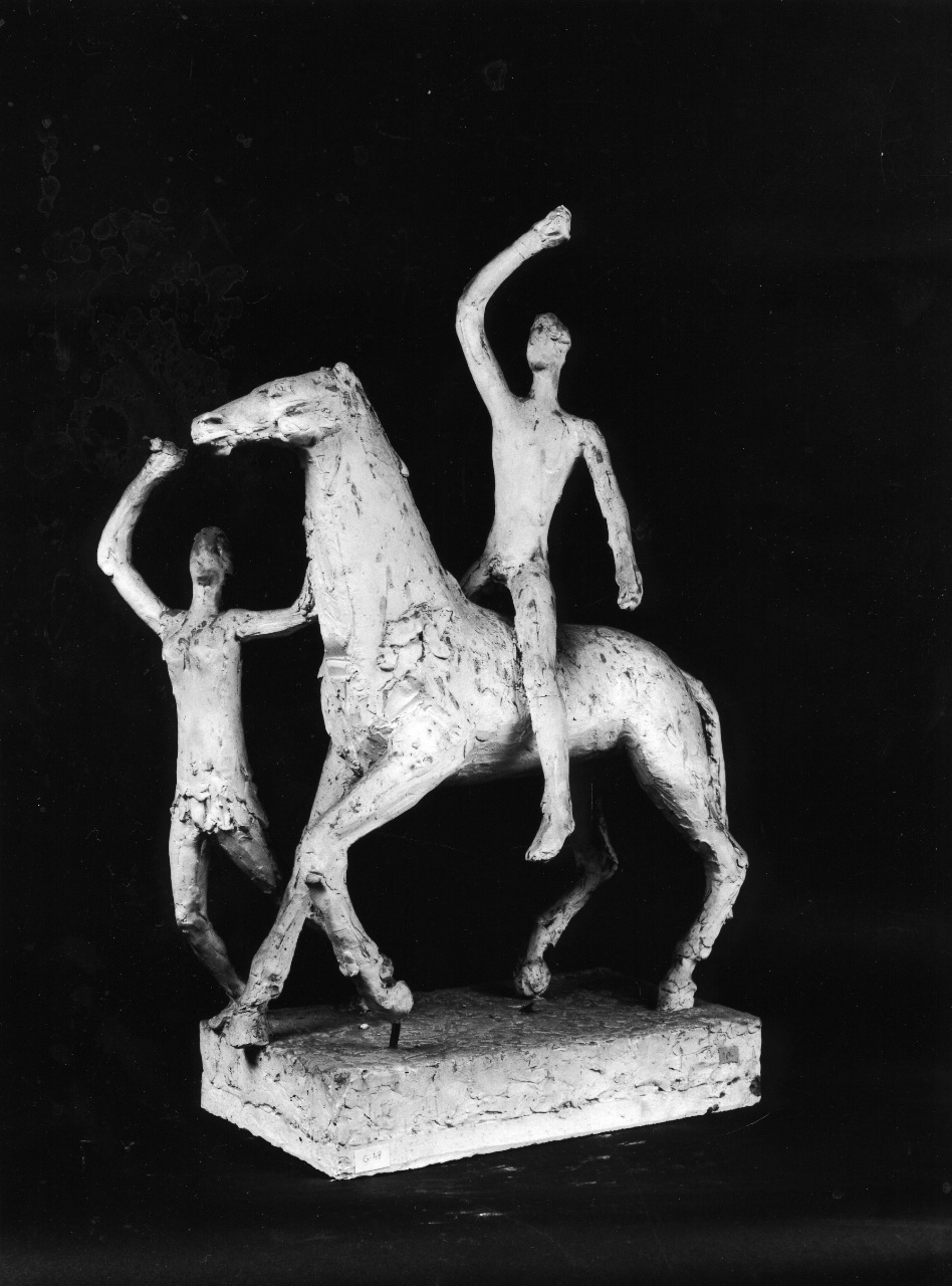 Eroe nudo a cavallo e Vittoria, figure allegoriche (statuetta) di Andreotti Libero (sec. XX)