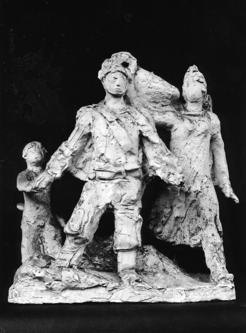 Bambino, soldato e Vittoria alata, figure allegoriche (statuetta) di Andreotti Libero (sec. XX)