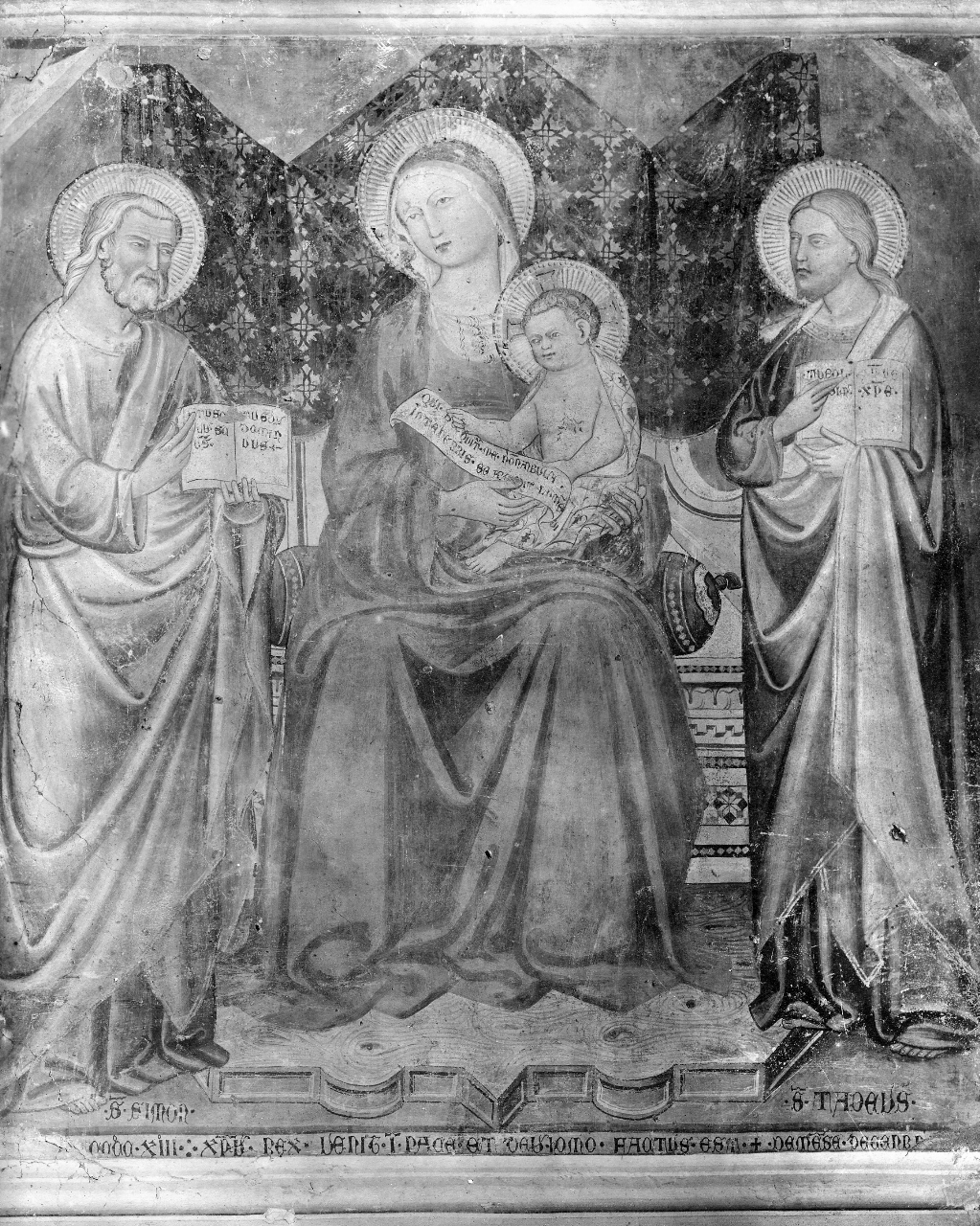 Madonna con Bambino in trono con San Simone e San Taddeo (dipinto) - ambito fiorentino (sec. XV)