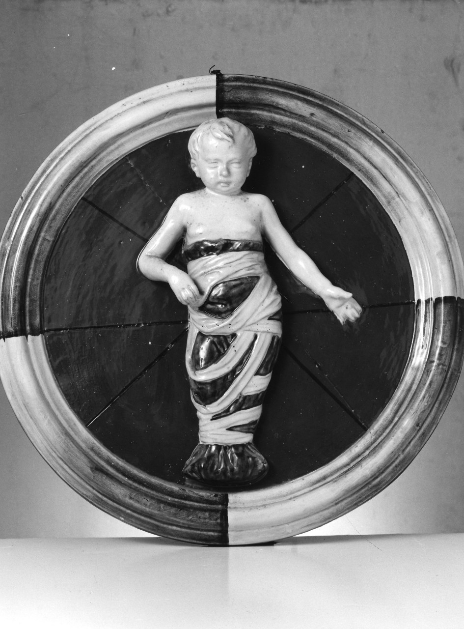 bambino in fasce (rilievo, pendant) - manifattura fiorentina (sec. XX)