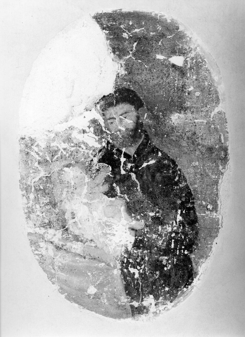 sant'Antonio da Padova con Gesù Bambino (dipinto, frammento) - ambito toscano (prima metà sec. XVII)