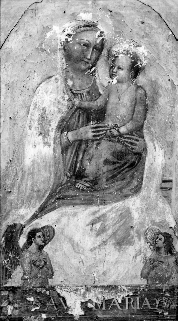 Madonna con Bambino e angeli (dipinto, frammento) di Lorenzo di Bicci (attribuito) (sec. XIV)