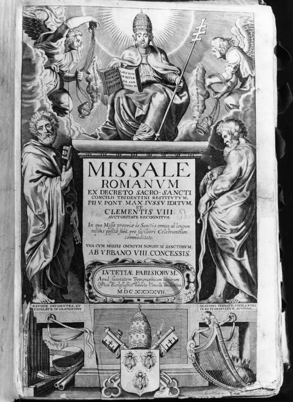 papa Clemente VIII tra San Pietro e San Paolo (stampa) di Isaac Jaspar de (sec. XVII)