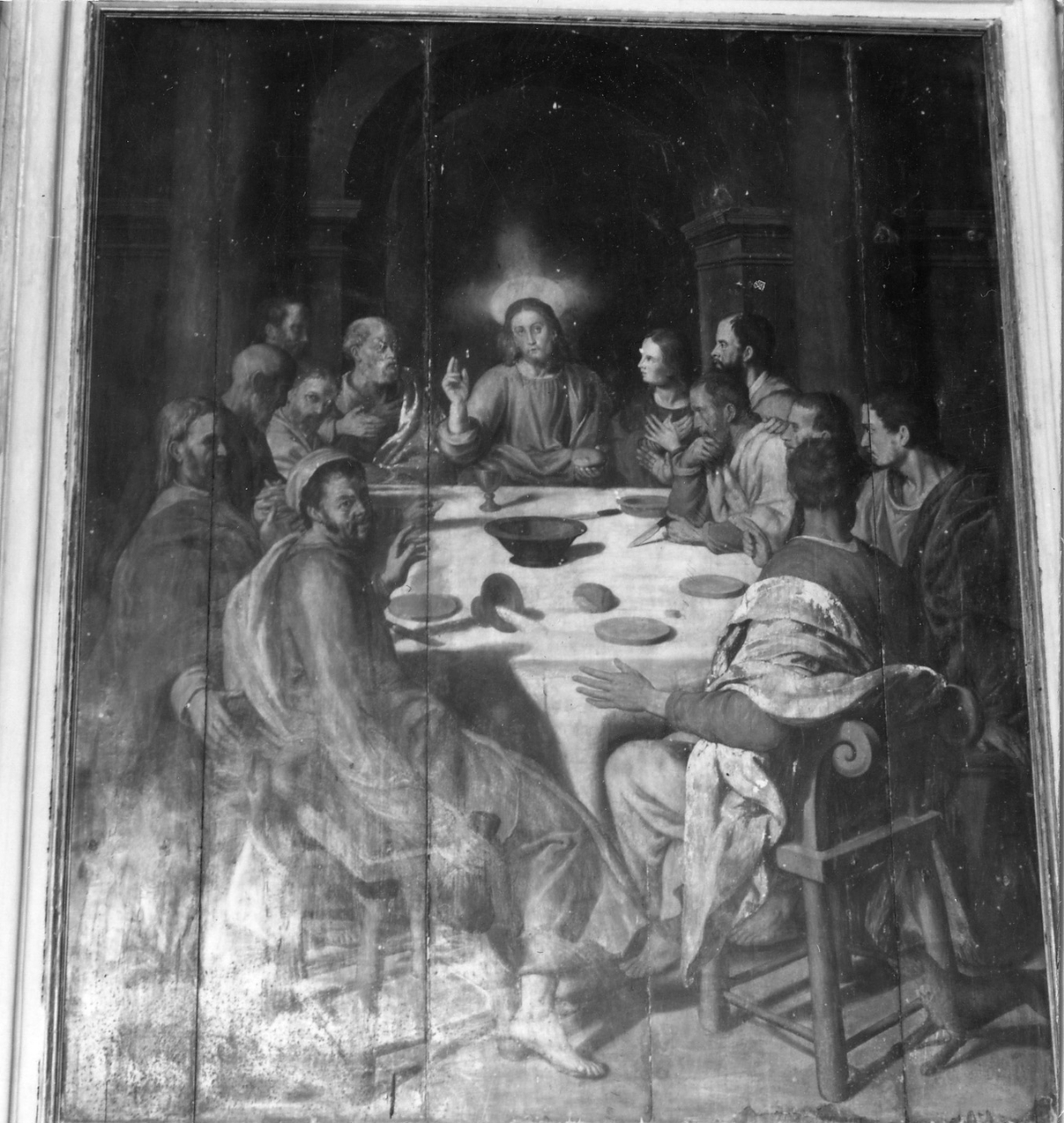 ultima cena (dipinto) di Vini Sebastiano detto Bastiano Veronese (attribuito) (sec. XVI)