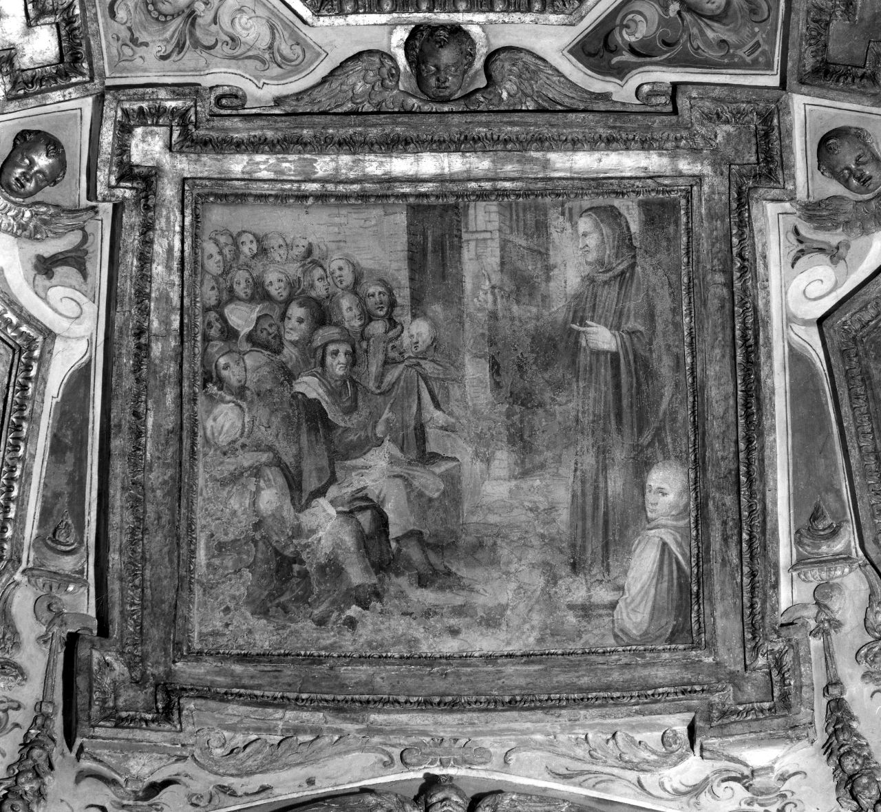 San Giovanni Gualberto accusa di simonia l'arcivescovo di Firenze Azzone (dipinto, insieme) di Pieroni Alessandro (sec. XVI)