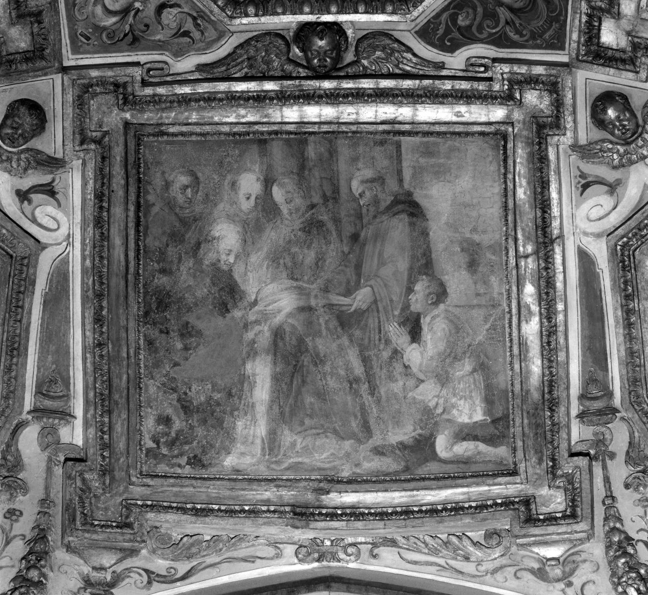 San Giovanni Gualberto veste i discepoli con l'abito monastico (dipinto, insieme) di Butteri Giovanni Maria (sec. XVI)