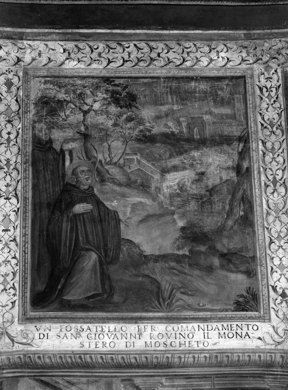 distruzione del monastero di Moscheto (dipinto, insieme) di Pieroni Alessandro (sec. XVI)