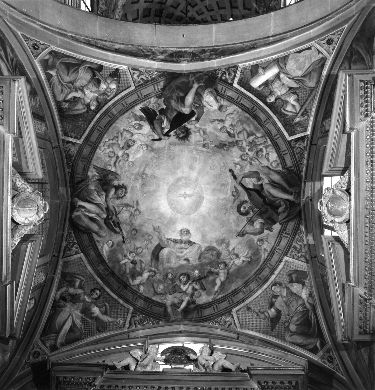 Dio Padre con angeli musicanti, Virtù Cardinali, Profeti e Sibille (dipinto, ciclo) di Cresti Domenico detto Passignano (sec. XVII)