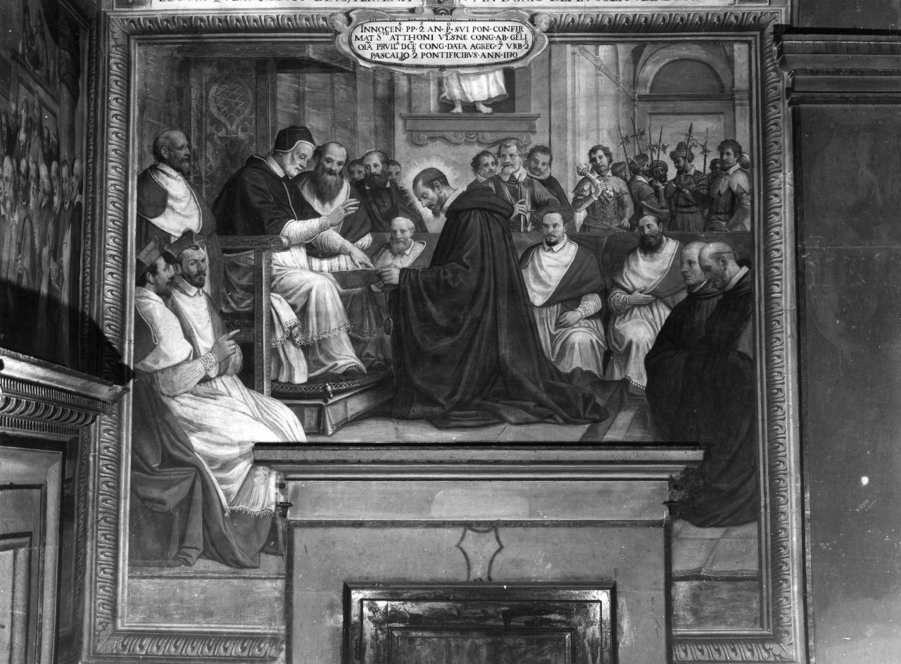 San Atto ricevuto da Papa Innocenzo II (dipinto, insieme) di Veli Benedetto (sec. XVII)