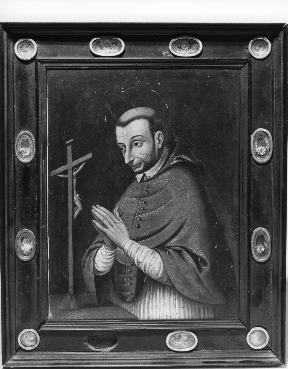 San Carlo Borromeo in adorazione della croce (dipinto) - ambito toscano (sec. XVIII)