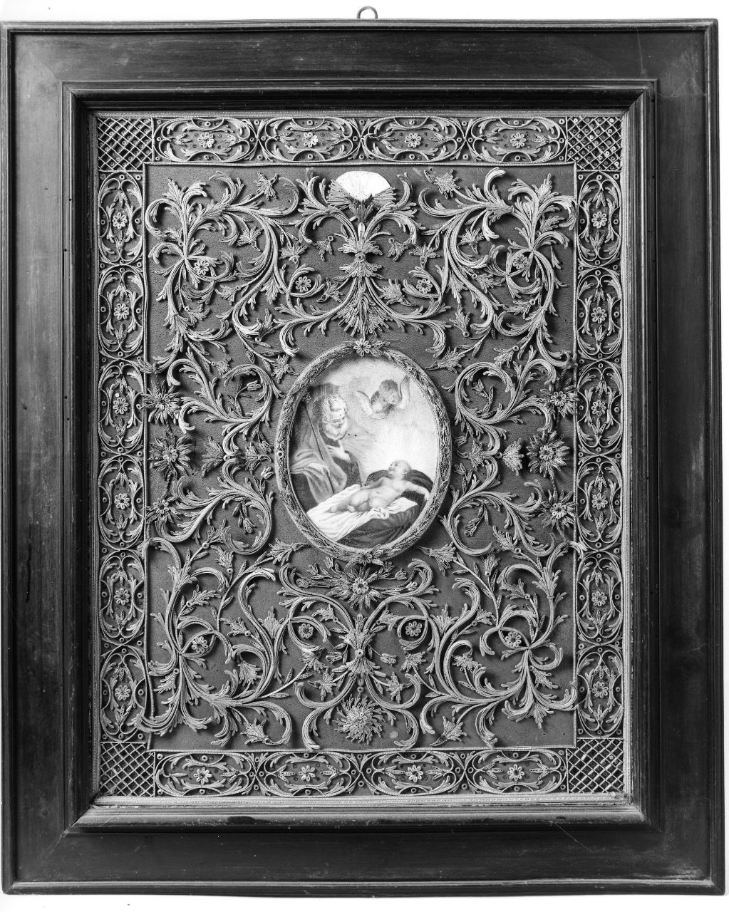 San Giuseppe e Gesù Bambino (oggetto devozionale incorniciato, insieme) - bottega toscana (inizio sec. XIX)