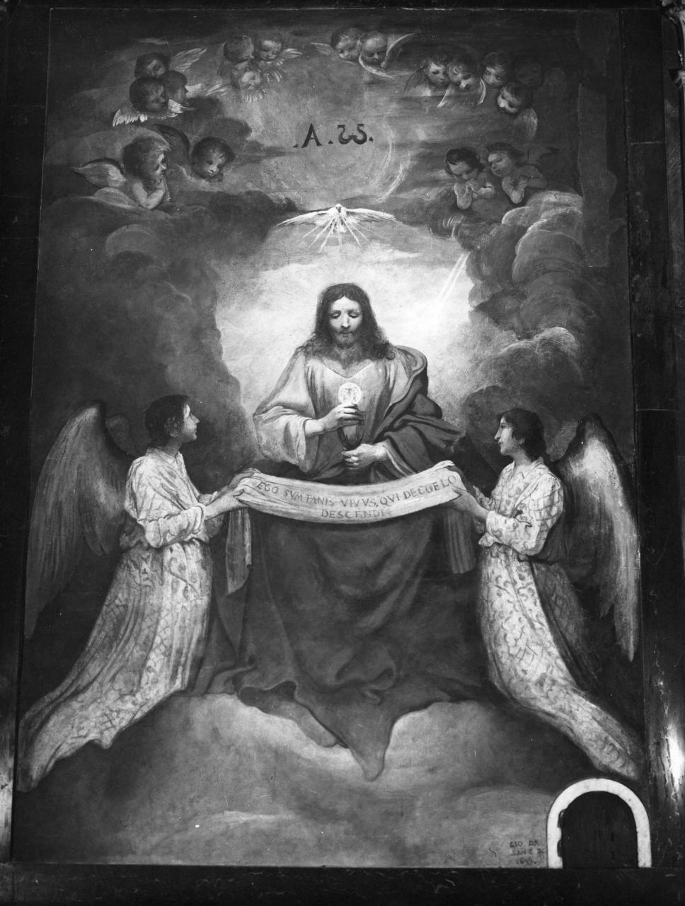 Cristo benedicente e angeli (dipinto) di Mannozzi Giovanni detto Giovanni da San Giovanni (attribuito) (sec. XVII)