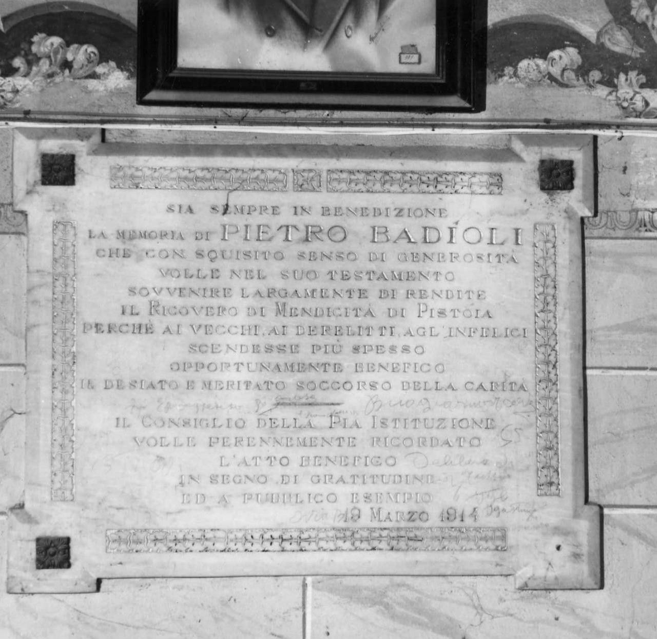 lapide commemorativa - bottega toscana (sec. XX)