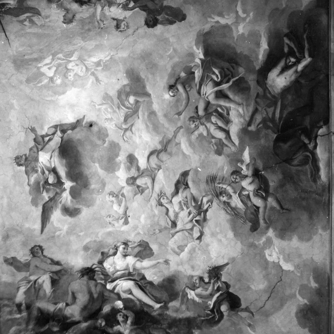Apoteosi di Ercole (soffitto dipinto) di Pinzani Giuseppe (attribuito) (sec. XVIII)