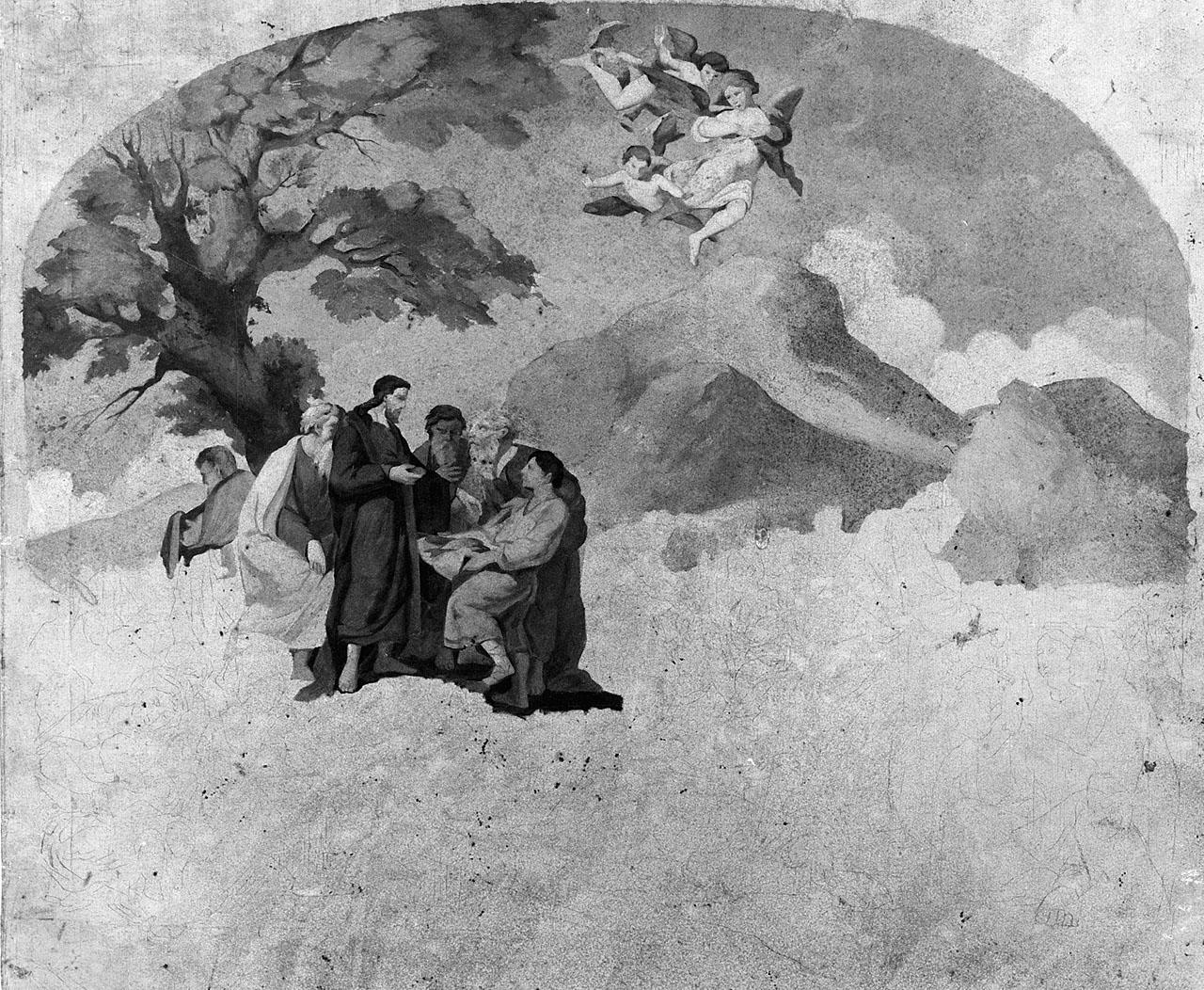 moltiplicazione dei pani e dei pesci (dipinto) di Fracassini Luigi (attribuito) (seconda metà sec. XIX)