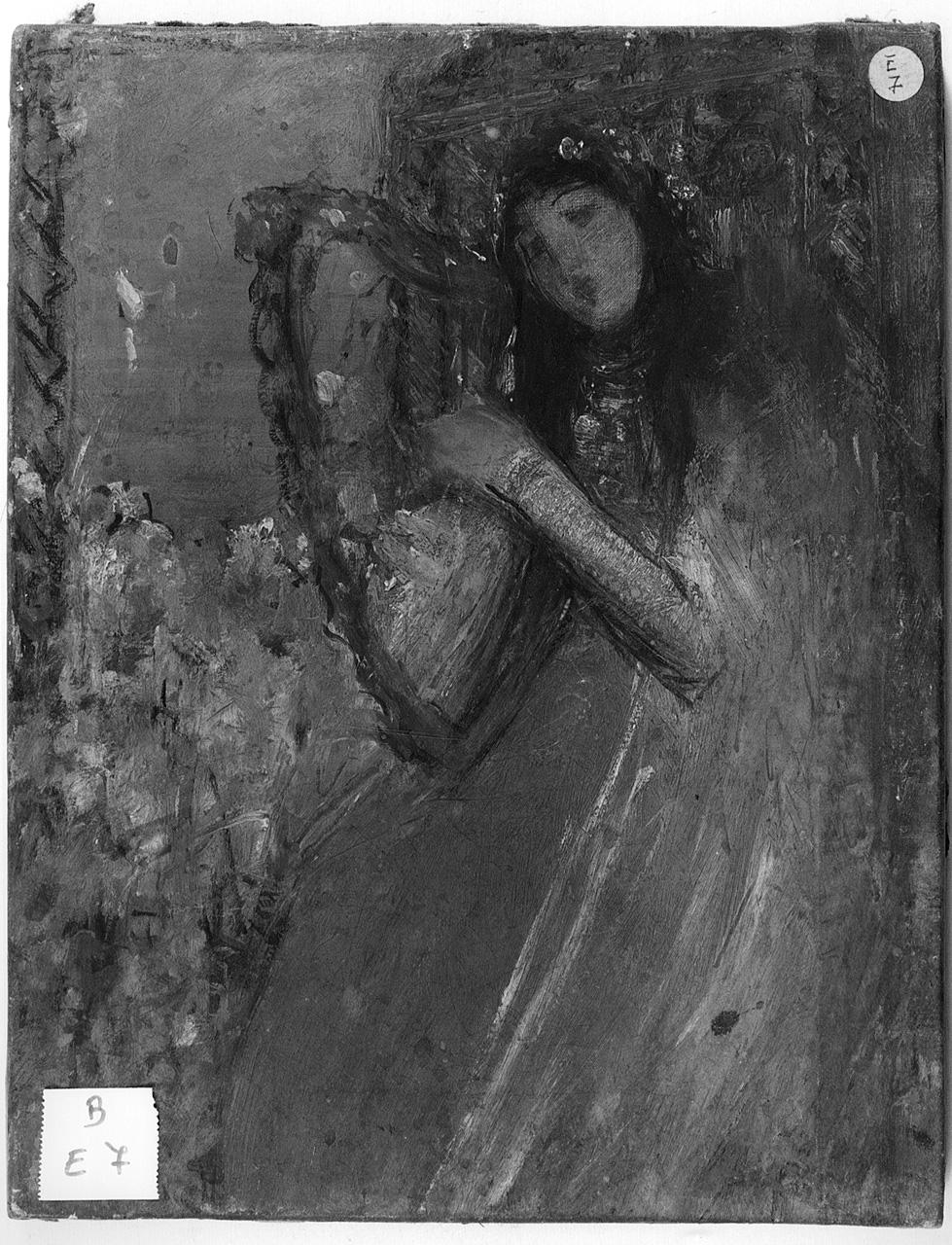 angelo musicante con cetra (dipinto) - ambito romano (seconda metà sec. XIX)