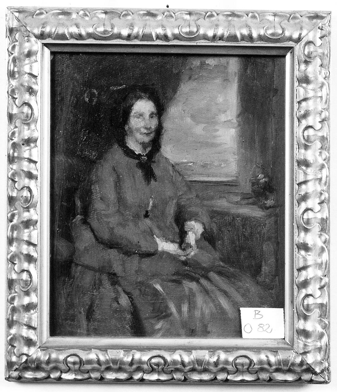 figura femminile seduta (dipinto) - ambito romano (seconda metà sec. XIX)