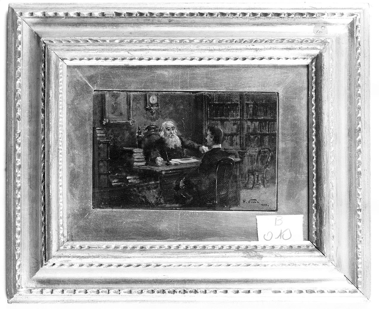 figura maschile seduta (dipinto) di Vinea Francesco (sec. XIX)