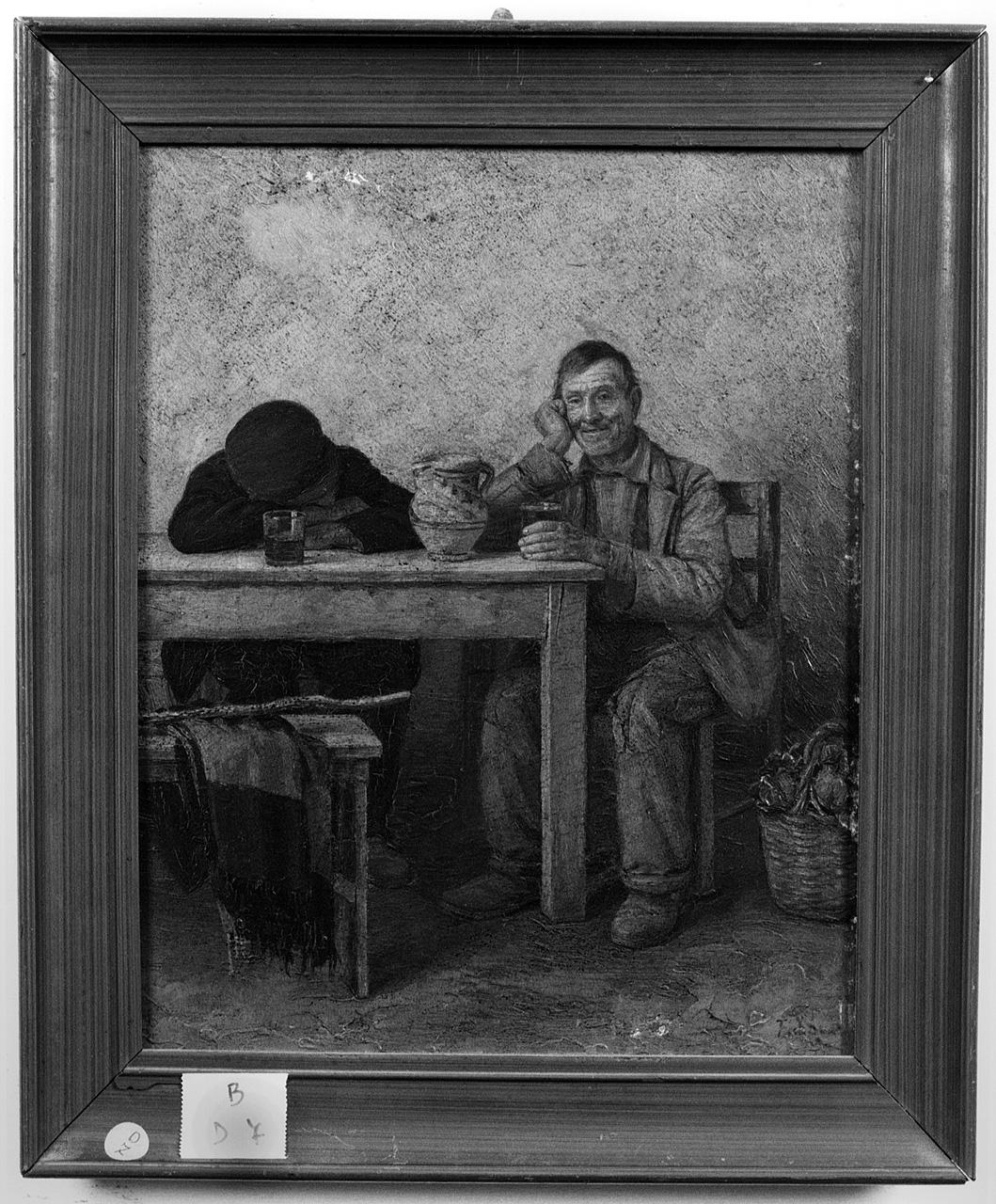 interno di osteria con figure (dipinto) - ambito toscano (seconda metà sec. XIX)