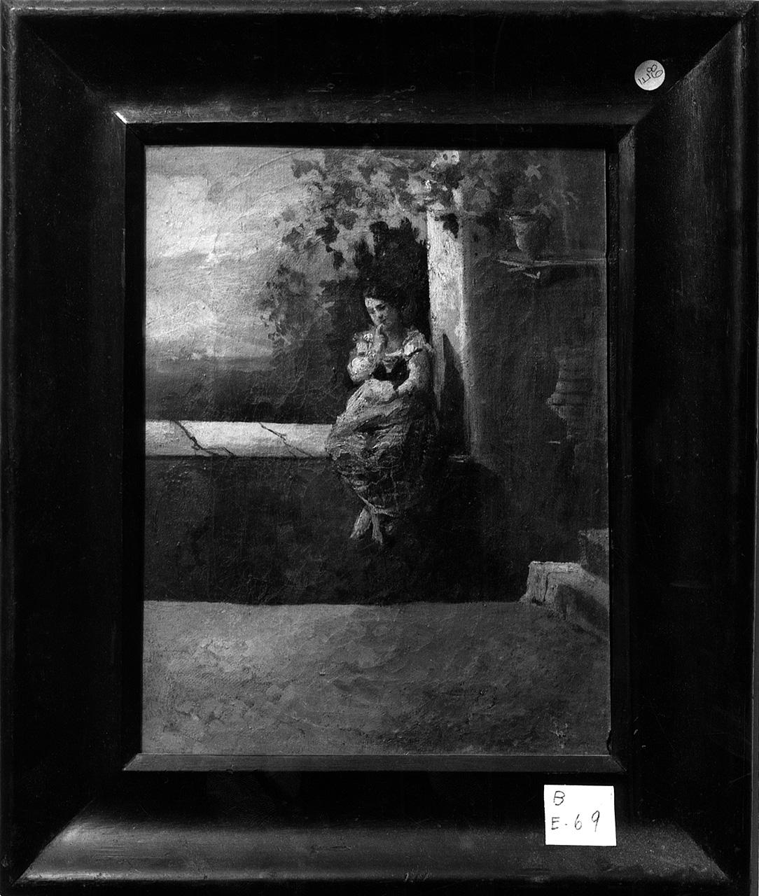 figura femminile seduta (dipinto) - ambito napoletano (seconda metà sec. XIX)