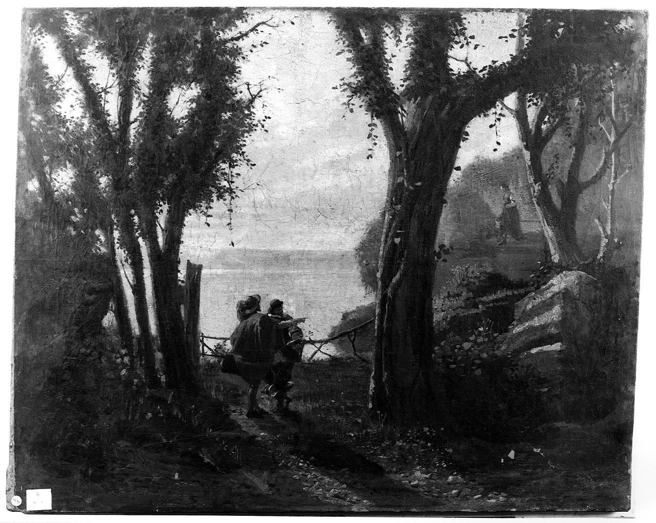 paesaggio lacustre (dipinto) - ambito piemontese (seconda metà sec. XIX)