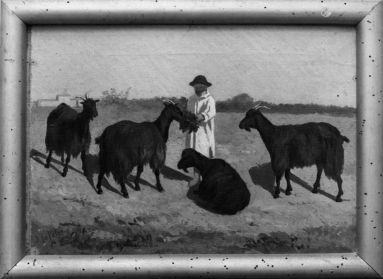 paesaggio con pastore e gregge (dipinto) di La Volpe Alessandro (sec. XIX)