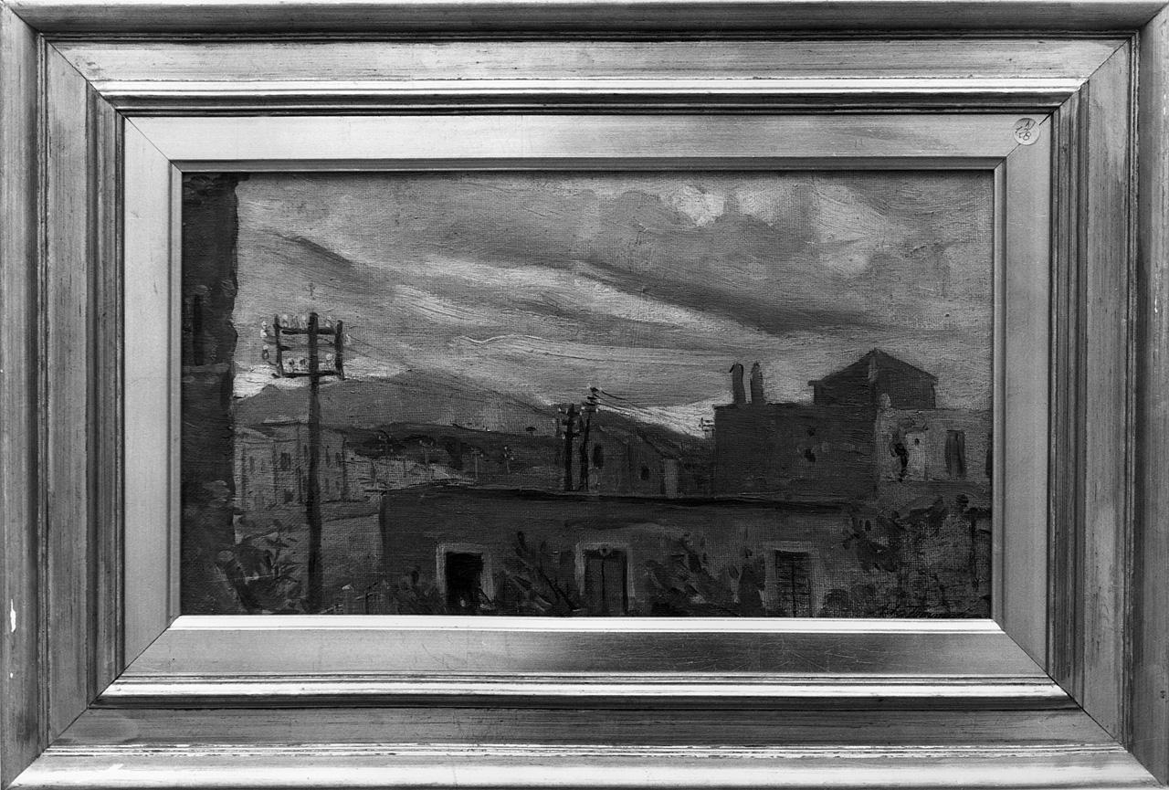 paesaggio con architetture (dipinto) - ambito romano (fine sec. XIX)