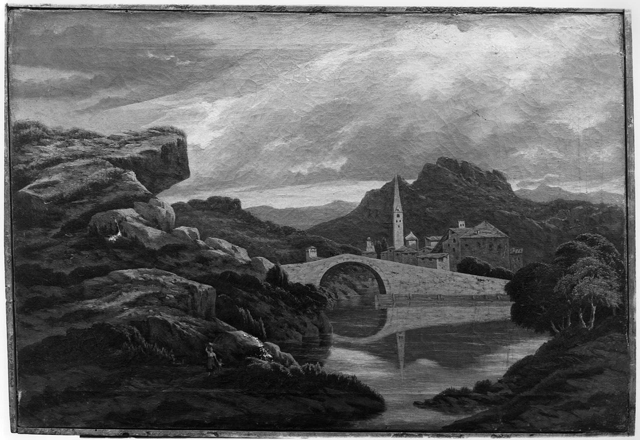 paesaggio lacustre (dipinto) - ambito romano (seconda metà sec. XIX)