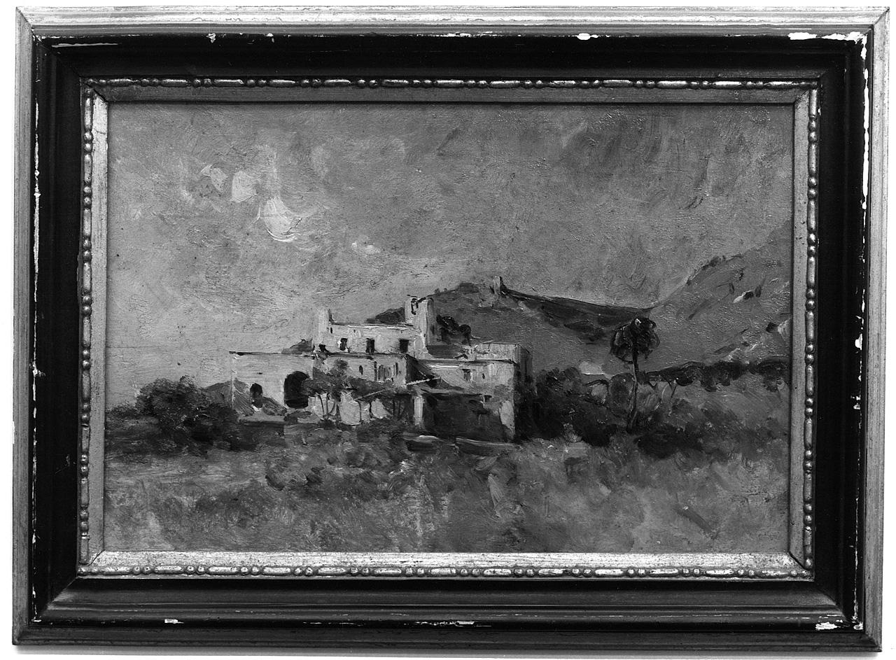 paesaggio con architetture / fiori (dipinto) di Mancini Francesco detto Lord Mancini (seconda metà sec. XIX)