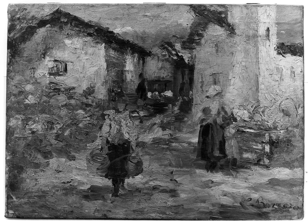 lavoratori di rirtorno a casa (dipinto) di Bazzaro Leonardo (ultimo quarto sec. XIX)
