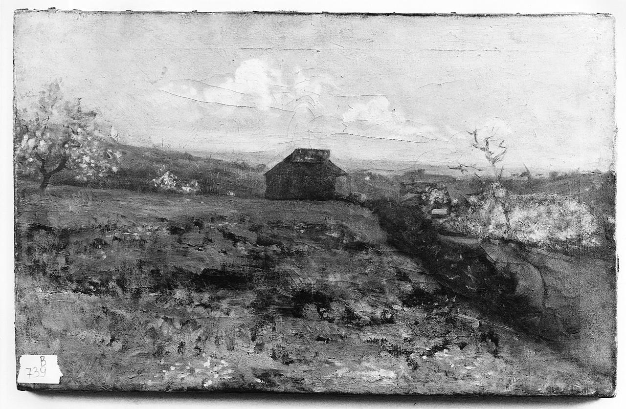 paesaggio con fattoria (dipinto) - ambito romano (fine/inizio secc. XIX/ XX)