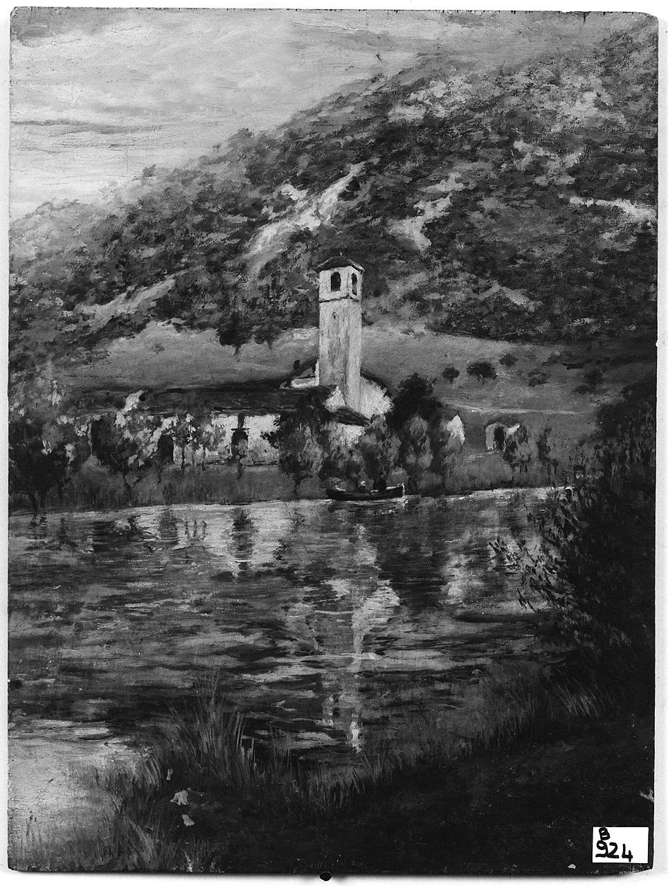 paesaggio lacustre (dipinto) - ambito romano (prima metà sec. XX)