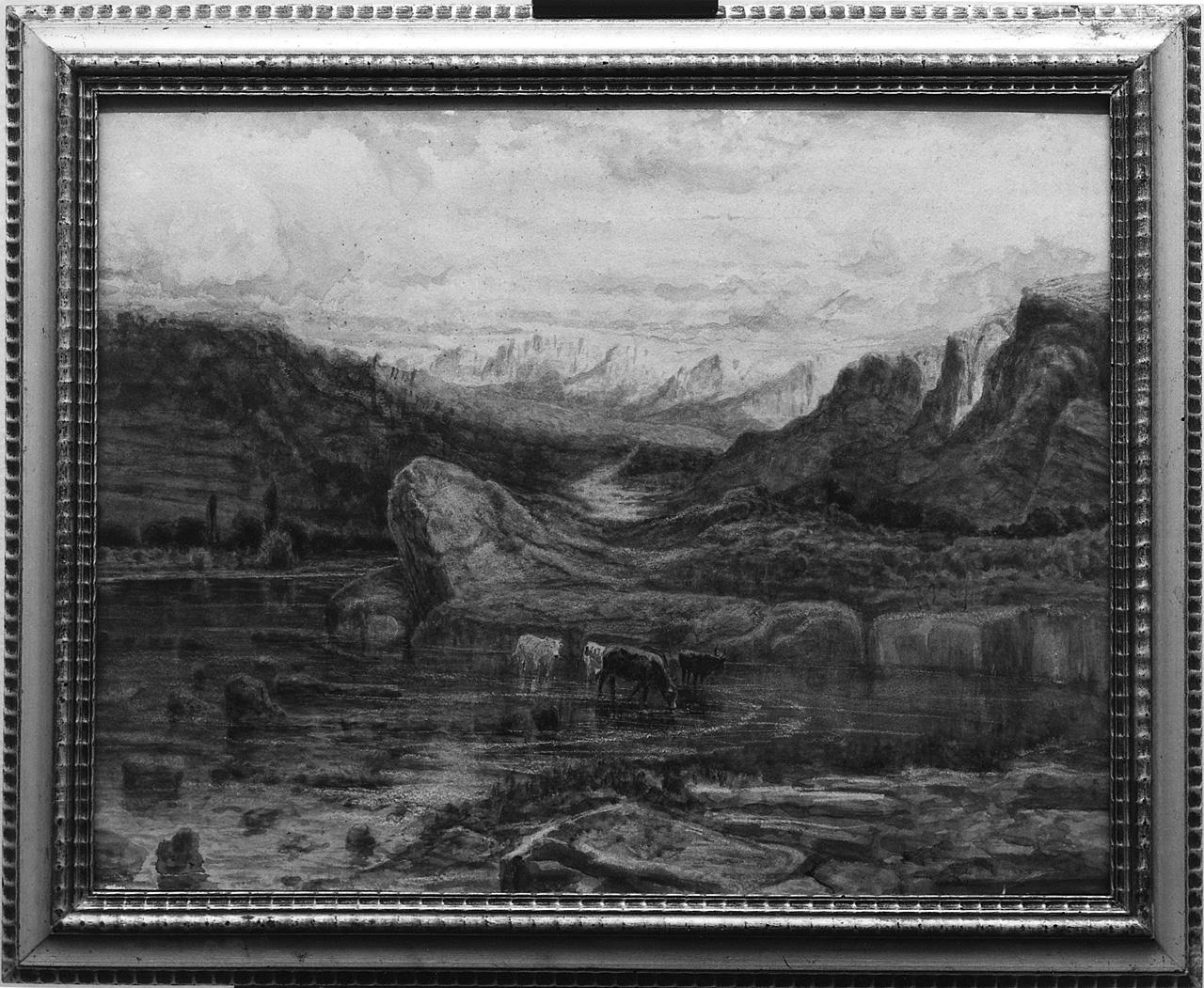 paesaggio fluviale (dipinto) - ambito romano (seconda metà sec. XIX)