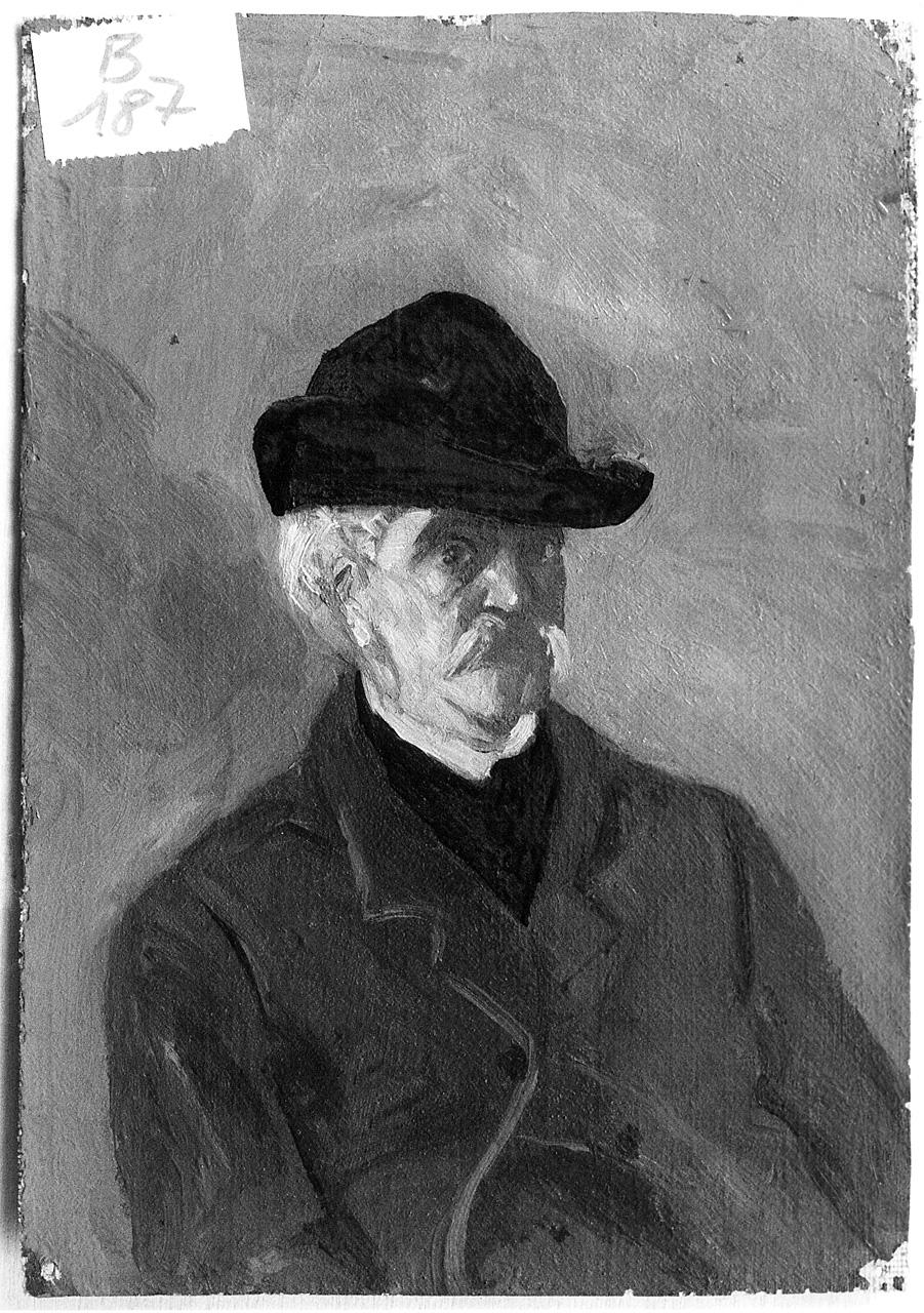 ritratto d'uomo con baffi (dipinto) - ambito romano (fine/inizio secc. XIX/ XX)