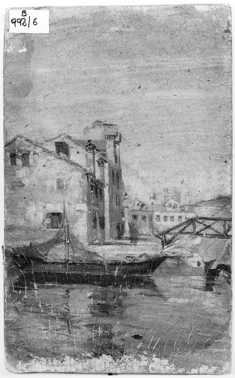 paesaggio lagunare (dipinto) - ambito romano (ultimo quarto sec. XIX)