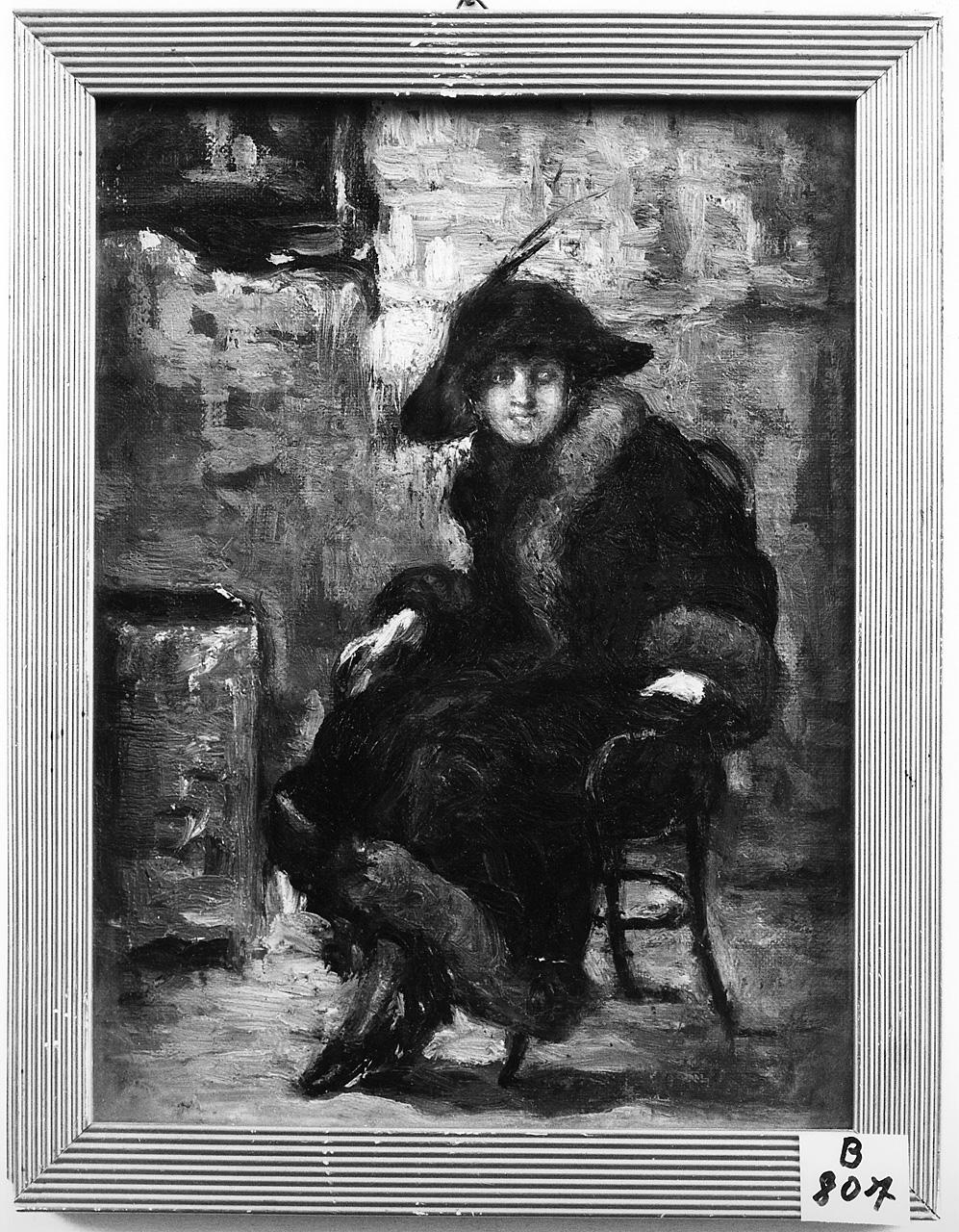 figura femminile seduta (dipinto) - ambito romano (inizio sec. XX)