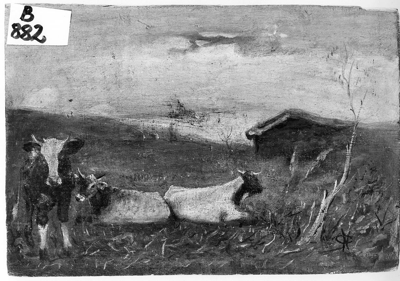 paesaggio con animali (dipinto) - ambito romano (fine/inizio secc. XIX/ XX)