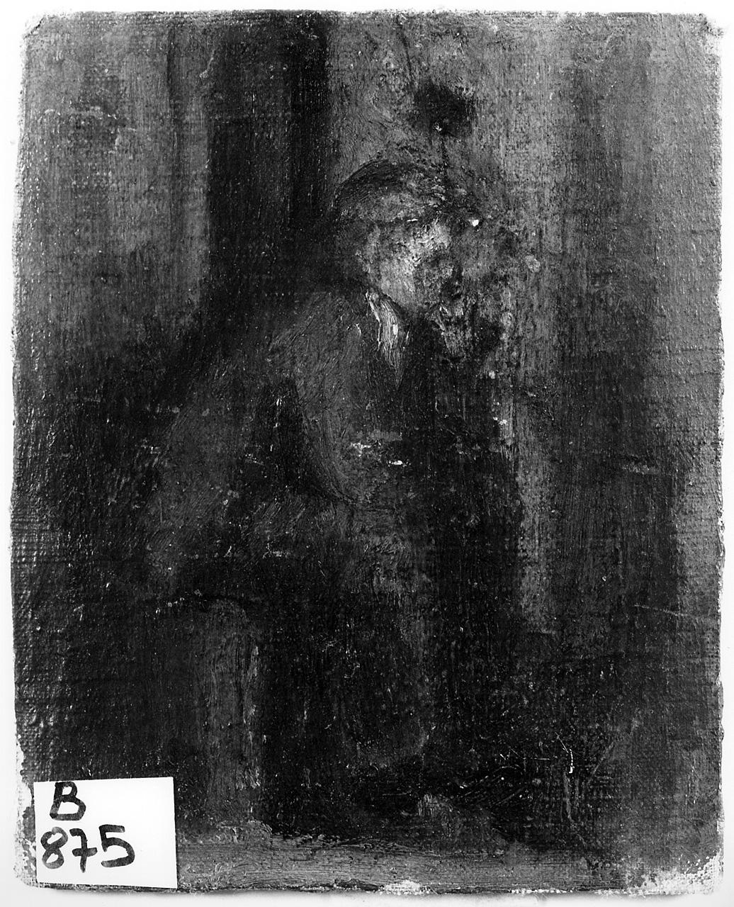 figura maschile seduta (dipinto) - ambito romano (primo quarto sec. XX)