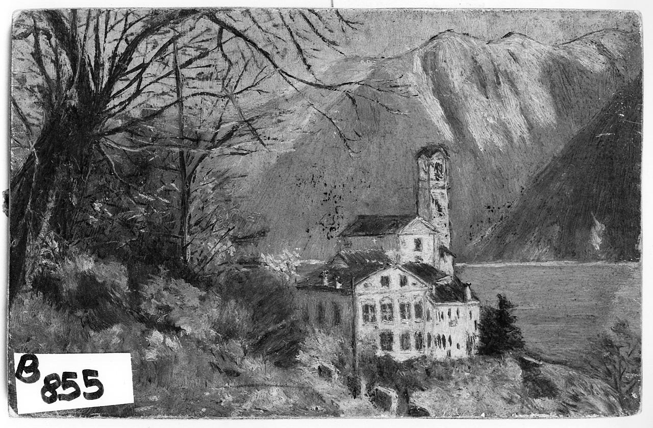 paesaggio lacustre (dipinto) - ambito romano (primo quarto sec. XX)