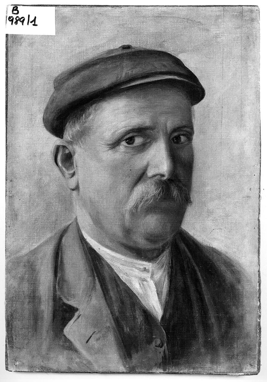 ritratto d'uomo con baffi (dipinto) - ambito romano (inizio sec. XX)