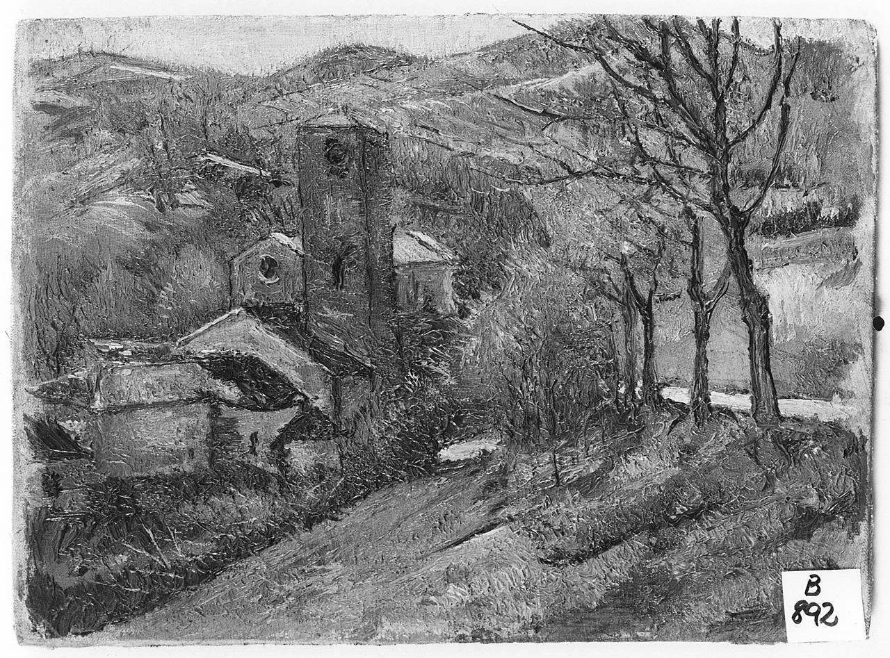 veduta di paese (dipinto) - ambito romano (prima metà sec. XX)