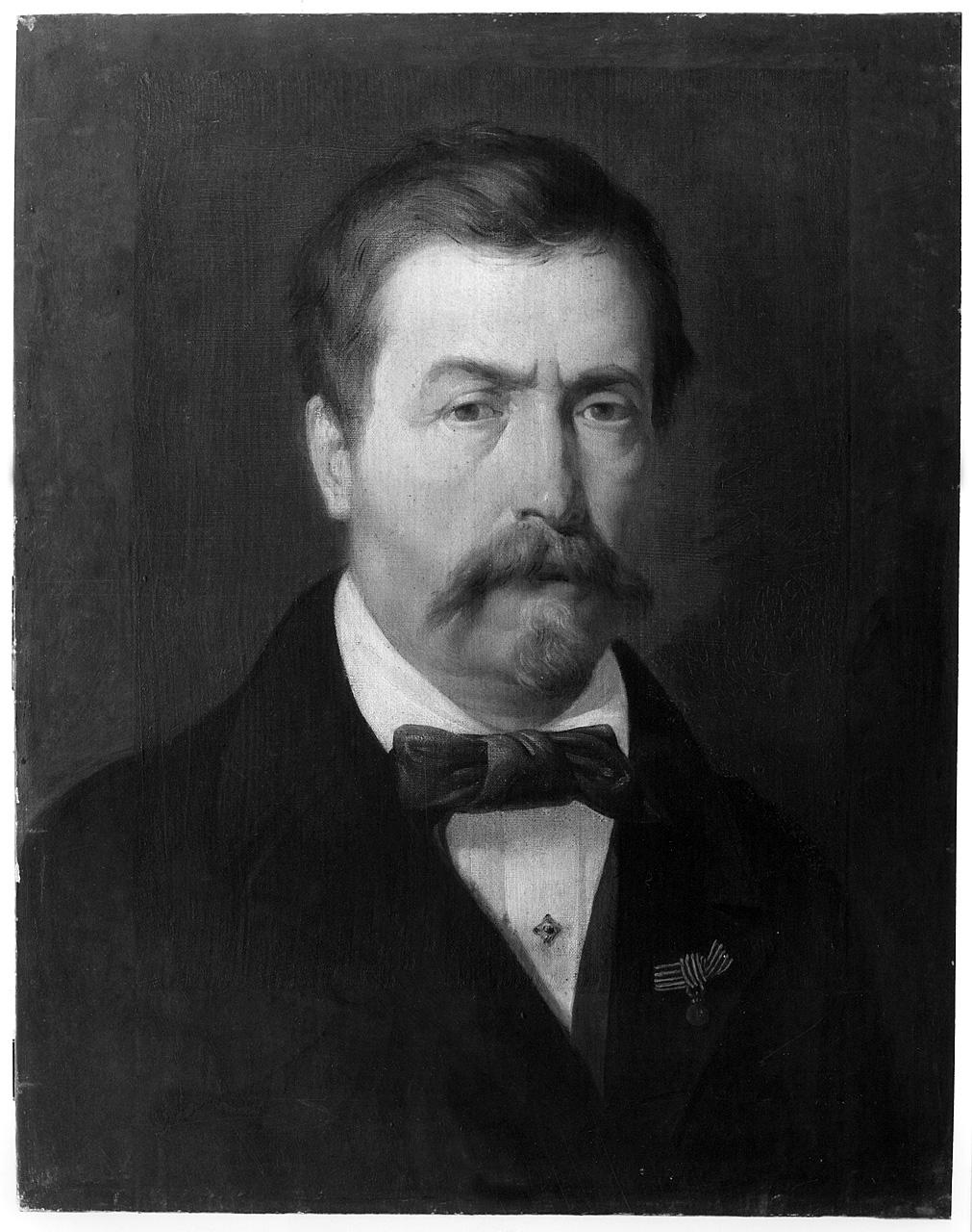 ritratto d'uomo con baffi (dipinto) - ambito romano (seconda metà sec. XIX)